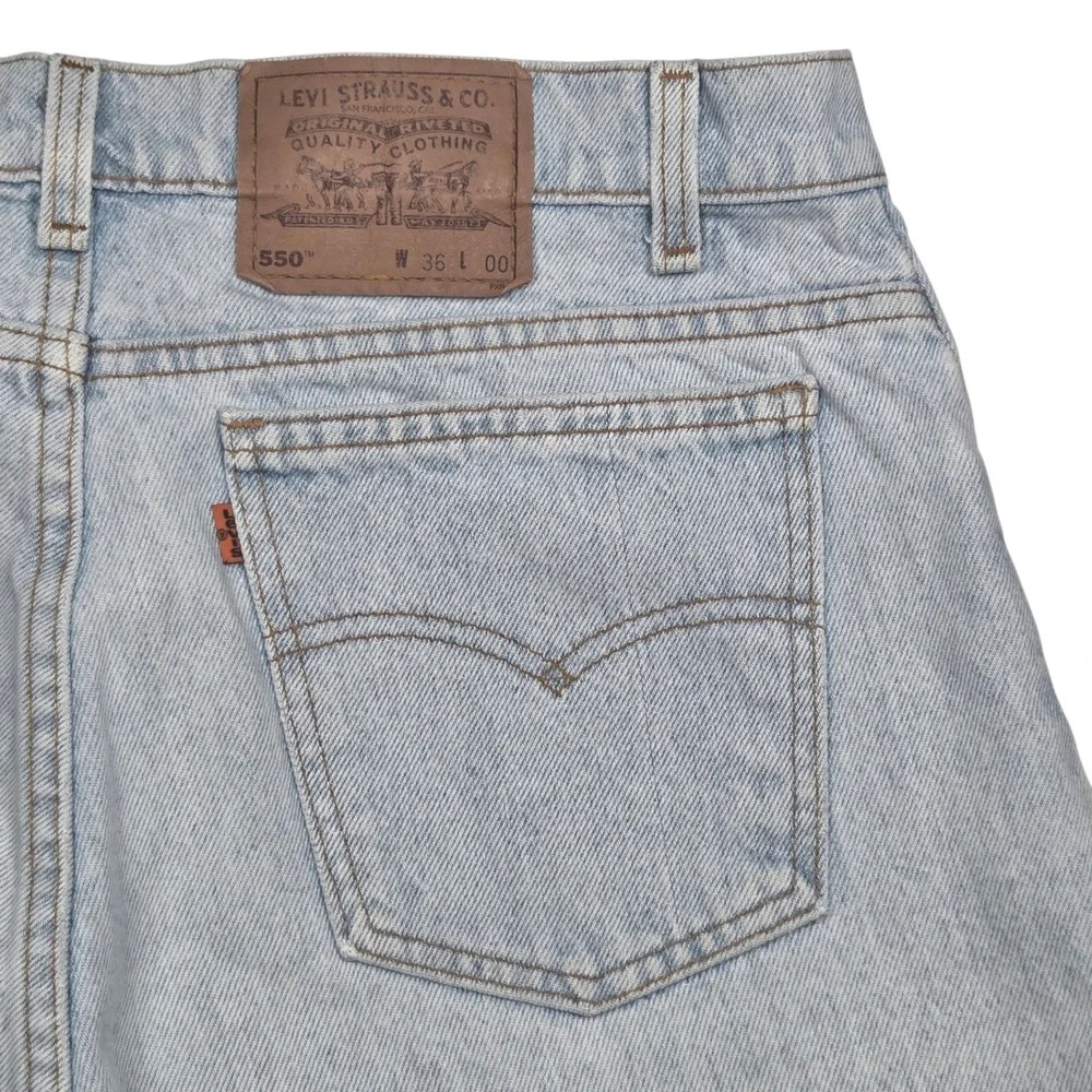 Vtg Levi's 90's Orange Tab 550‎  Denim Shorts Mens 36 Fits 34 Light 1993 Faded